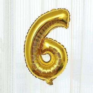 NUMBER 6 Six Gold Helium Air Balloon Party Engagement Birthday NWT 16"
